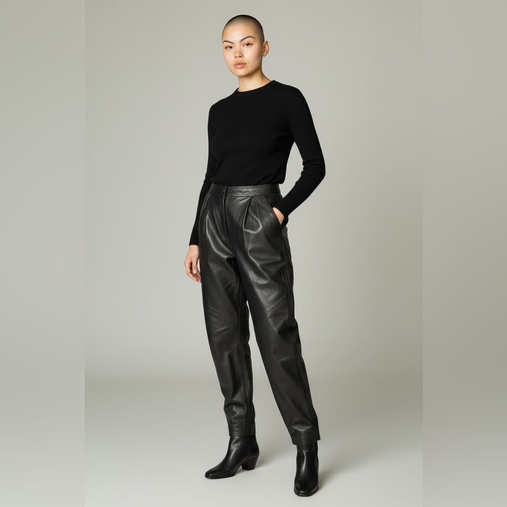 Maglia vintage 90s Black Soft Genuine Leather Chic and Luxurious Pants